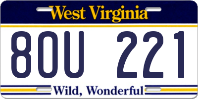 WV license plate 8OU221