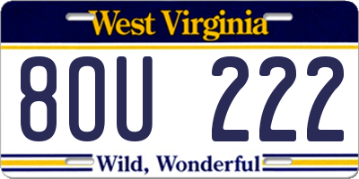 WV license plate 8OU222