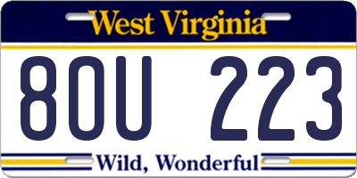 WV license plate 8OU223