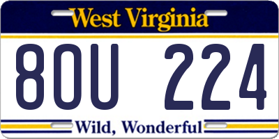 WV license plate 8OU224