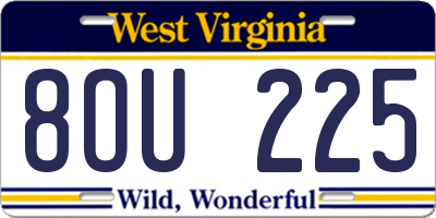 WV license plate 8OU225