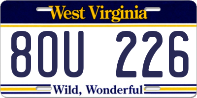 WV license plate 8OU226