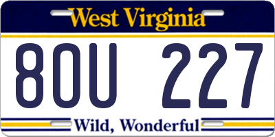 WV license plate 8OU227