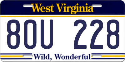WV license plate 8OU228