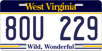 WV license plate 8OU229