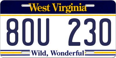 WV license plate 8OU230