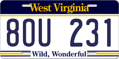 WV license plate 8OU231