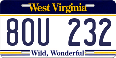 WV license plate 8OU232