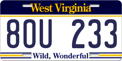 WV license plate 8OU233