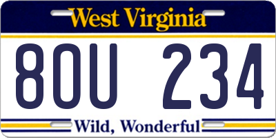 WV license plate 8OU234