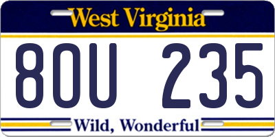 WV license plate 8OU235