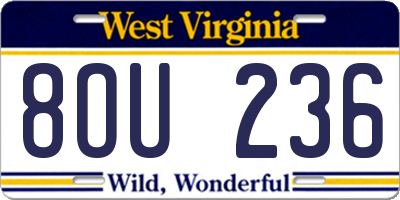 WV license plate 8OU236