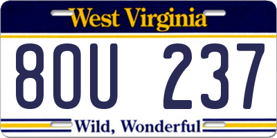WV license plate 8OU237