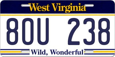 WV license plate 8OU238