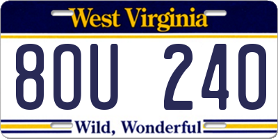 WV license plate 8OU240