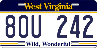 WV license plate 8OU242