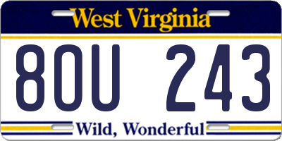 WV license plate 8OU243