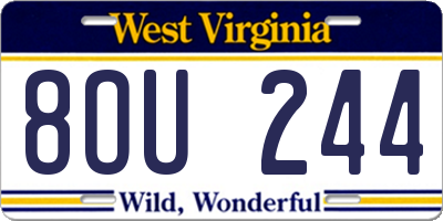 WV license plate 8OU244