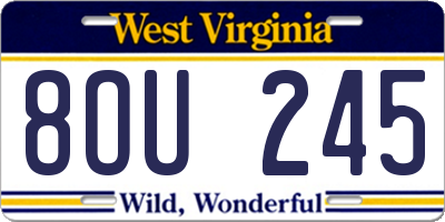 WV license plate 8OU245
