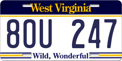WV license plate 8OU247