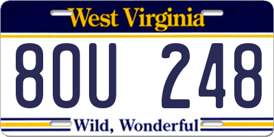 WV license plate 8OU248