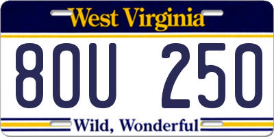 WV license plate 8OU250