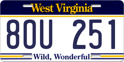 WV license plate 8OU251