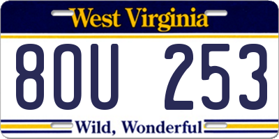 WV license plate 8OU253