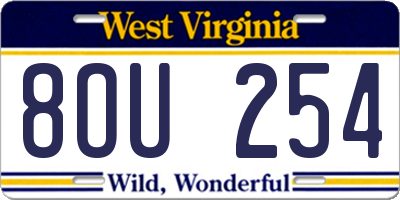 WV license plate 8OU254