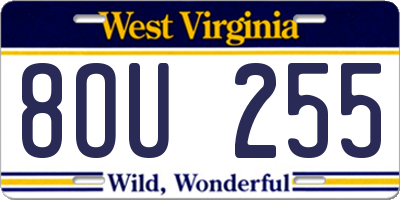 WV license plate 8OU255