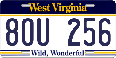 WV license plate 8OU256