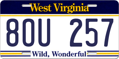 WV license plate 8OU257