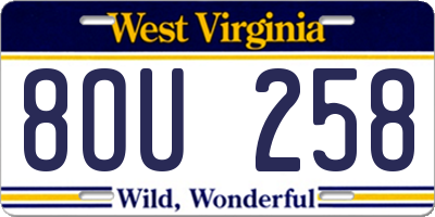 WV license plate 8OU258