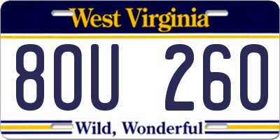 WV license plate 8OU260