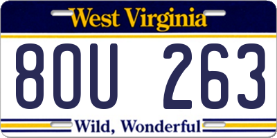 WV license plate 8OU263