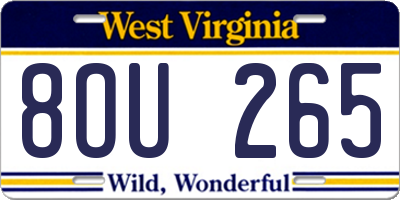WV license plate 8OU265