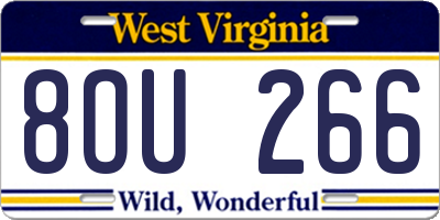 WV license plate 8OU266
