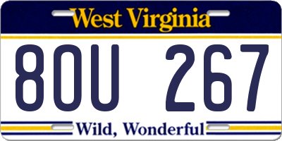 WV license plate 8OU267