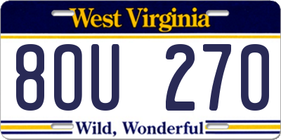 WV license plate 8OU270
