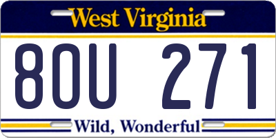 WV license plate 8OU271
