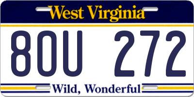 WV license plate 8OU272