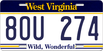 WV license plate 8OU274