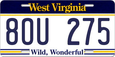 WV license plate 8OU275