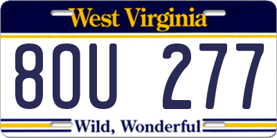 WV license plate 8OU277