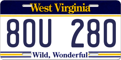 WV license plate 8OU280