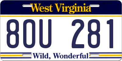 WV license plate 8OU281