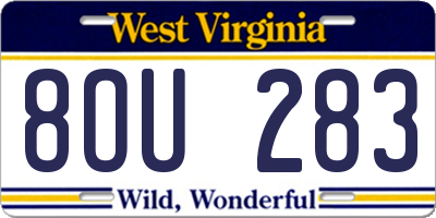 WV license plate 8OU283
