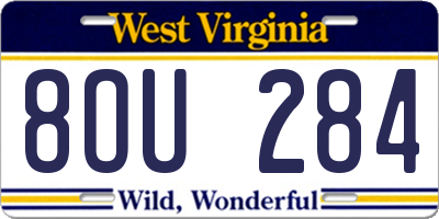 WV license plate 8OU284