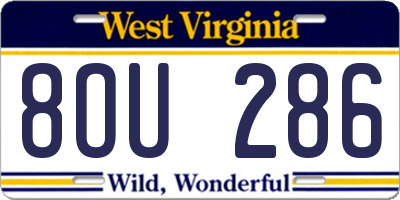 WV license plate 8OU286