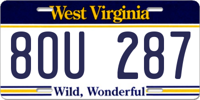 WV license plate 8OU287